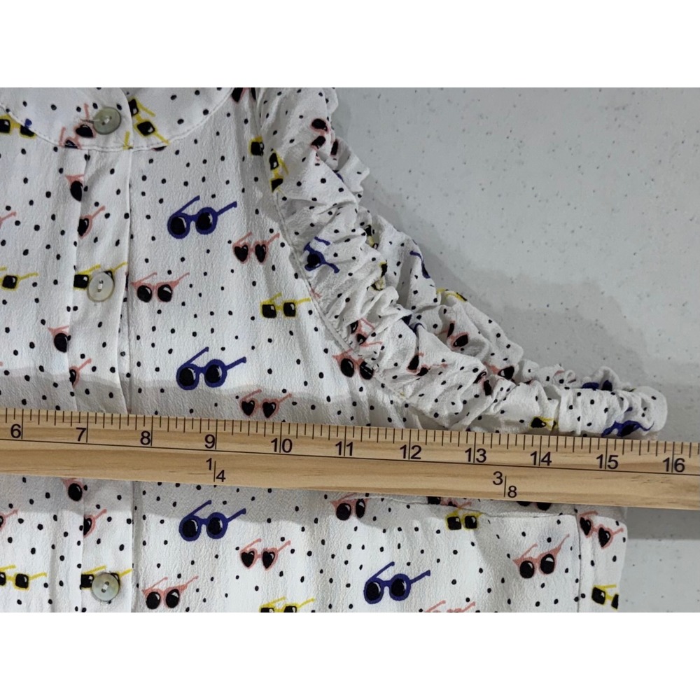 Larke Anthropologie Mini Dress Size XS Sunglasses Polka Dot Button Front Halter - Picture 4 of 11